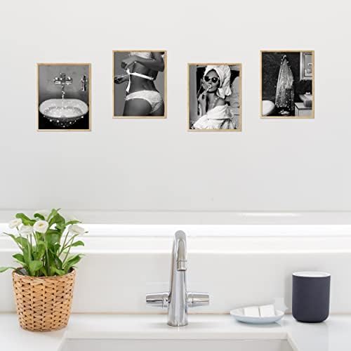 קיר אופנה אמנות אמבטיה קיר עיצוב הדפסים סט של 6 פוסטרים בגז גליטר גליטר פוסטרים תמונות תמונות