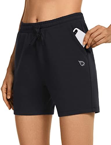 Baleaf's 5 אינץ 'לנשים מזדמנים של מכנסי כותנה ספורטיביים אימון אימון יוגה מכנסיים קצרים עם
