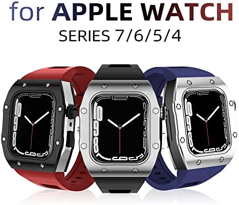 Bholsa Metal Case פס סיליקון לסדרת Apple Watch 8 7 75 ממ ערכת Mod Mod של שינוי DIY עבור IWatch