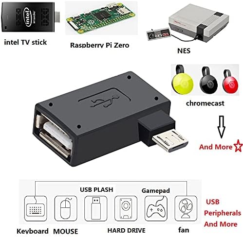 Oassuose 3 חבילה מתאם כבלים OTG למקל טלוויזיה אש 4K מקסימום/קוביה/לייט, מיקרו USB מופעל ל- USB OTG מתאם