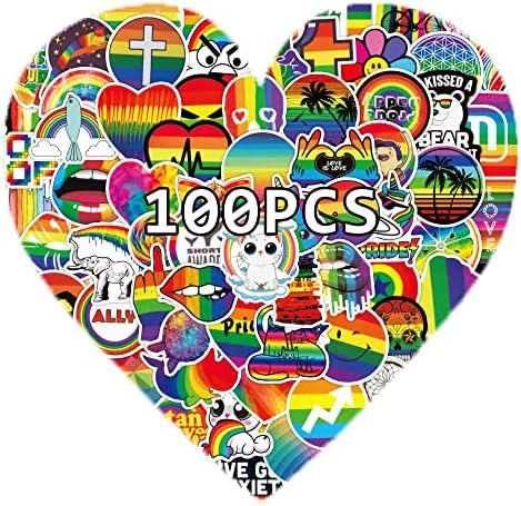 מדבקות גאווה הומוסקסואלית 100 יחידות LGBTQ אהבה קשת מדבקות צבעוניות חבילות ויניל מדבקות אטומות למים למחשב נייד