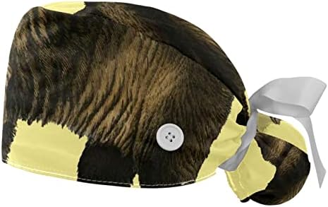 2 חבילות טווס בעלי חיים נושם כובע עבודה עם כפתור, כיסוי שיער, גודל אחד מתאים לכולם