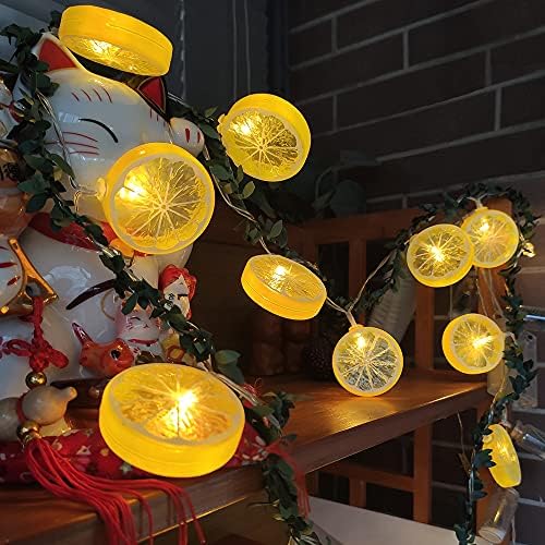 אורות מיתר של עיצוב לימון, מנורת תליה של זר לימון זר עם 20 LED, אורות לילה פיות לחדר/חדר/חדר שינה/חדר