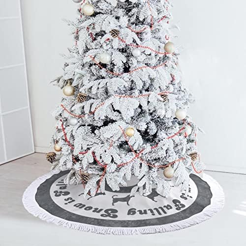 חצאית עץ חג המולד כלב חג המולד צללית עץ מחצלת בסיס עם ציצית 30 קישוטי חג המולד שלג מטלט