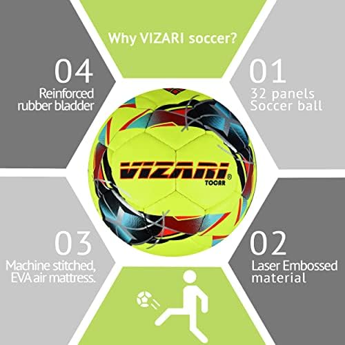 Vizari Tocre a Premium בצבע בהיר ביד מרקם תפור פוטסל כדורגל כדורגל בגודל 4 למשחקי Futsal פנימיים וחיצוניים