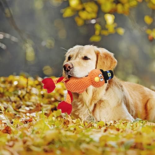 Senneny חג ההודיה צעצוע כלב טורקיה עם חריקת, צעצועים חריקים של טורקיה לכלבים, צעצועי קטיפה כלבים