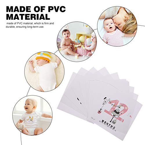 Nuobesty 12 יחידות מדבקות חודשיות לתינוקות כרטיסי אבן דרך רשומה 0-12 חודשים צמיחה מזכרת חיה מדבקות יילוד