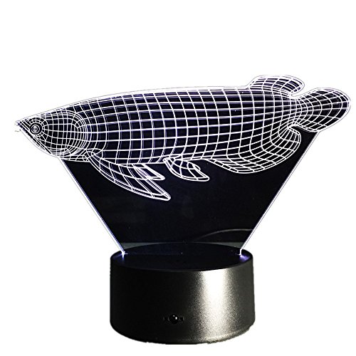 סימולציה תלת מימדית ארובנה דג חזותי LED אור לילה 7 צבעים מנורת שולחן מזל עיצוב תאורת חידוש צבעוני תאורה