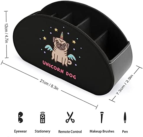 פאג חד קרן כלב שלט רחוק מחזיק / נושא כלים / תיבה / מגש עם 5 תאים עור מפוצל ארגונית עם חמוד מודפס דפוס