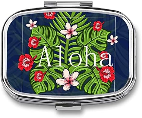 גלולת תיבת הוואי אלוהה עם פרחים טרופיים כיכר בצורת רפואת לוח מקרה נייד הפילבוקס ויטמין מיכל ארגונית גלולות