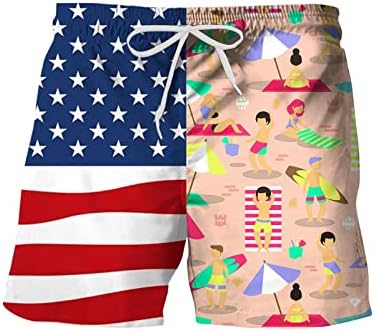 מכנסיים קצרים של לוח מזדמן לגברים דגל אמריקאי הדפס אופנה שחייה שחייה חוף מכנסיים קצרים מהיר יבש 4