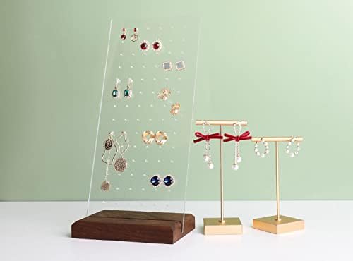 חתיכי אגוז של Gemeshou תצוגת עגיל למכירת תכשיטים, מחזיק עגיל מעץ לתצוגת חתיכים, חתיכות תכשיטים קטנות