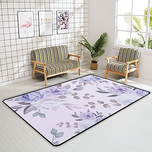 זוחל שטיח מקורה משחק מחצלת פרח סגול לסלון חדר שינה חינוכי משתלת חינוך שטיח שטיח 63x48 אינץ '