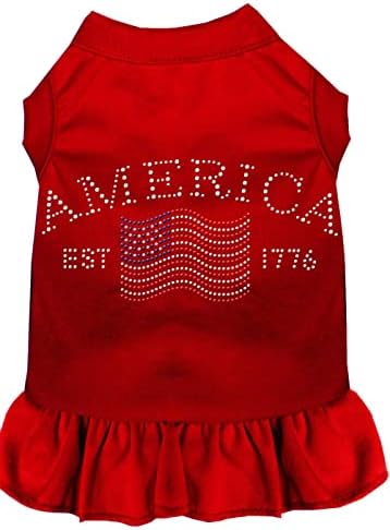 מיראז ' מוצרים לחיות מחמד קלאסי אמריקה ריינסטון שמלה, גדול, אדום