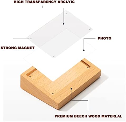 Bestrade 4x4 מסגרת תמונה 2 חבילות, מסגרות צילום מעץ עם אקריליק ברור ומגנטי לעיצוב שולחן שולחן