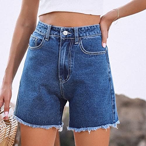 מכנסיים קצרים של ג'ין לנשים מותניים גבוהים מכנסיים קצרים ברגליים קצרים מזדמנים קיץ קצר מכנסיים קצרים מכנסיים