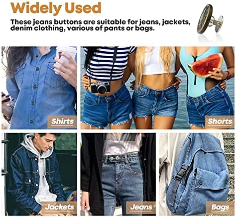 Redamancy 33 PCS 17 ממ כפתורי ג'ין כפתורי ג'ינס מתכת החלפה ללא תפירה נשלפת לשקיות מכנסי ג'ינס קופסת אחסון