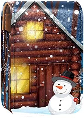 חג המולד סנטה קלאוס איש שלג בקתת גלוס מחזיק שפתון מקרה נייד איפור תיק נסיעות שפתון ארגונית מקרה עם