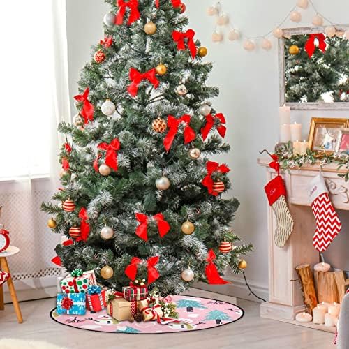 עץ חג המולד של קופדה פירות שלג פירות חג המולד מחצלות עץ חג המולד חצאית עץ אטום למים, ורוד חורף
