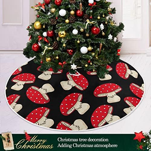 OARENCOL פטריות אדומות נקודות חצאית עץ חג המולד שחור 36 אינץ 'מפלגת חג המולד קישוטים מחצלת עץ