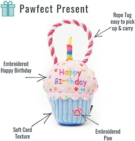 Pet London London יום הולדת שמח צעצוע כלבי עוגות עם חבל וחבל מגרר חגורה של כלבך או מתנת האימוץ של