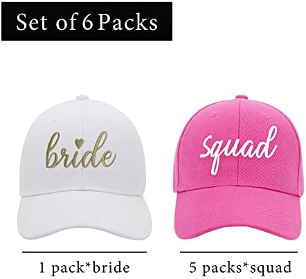 מתנות למסיבות ומעבר לכובע בייסבול שושבינה, כובע מסיבת רווקות 6 חבילות, כובע כיתת כלה למתנה לחתונה