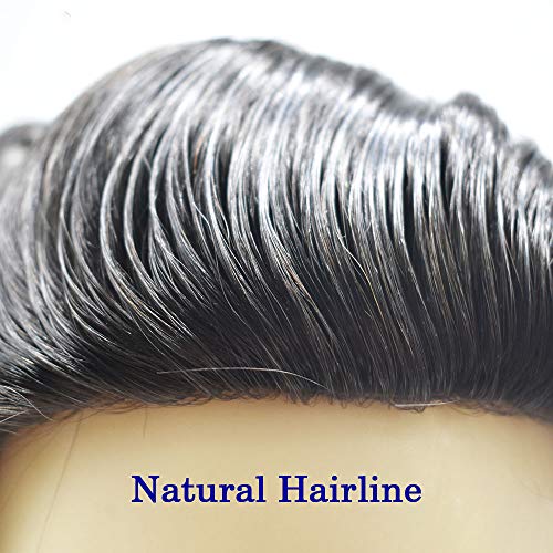 פאה לגברים שיער טבעי החלפת מערכת עמיד בסדר מונו גברים של פאה שיער יחידות מולבן קשרים איש פאות פאה