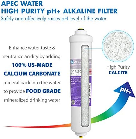 APEC FI-PPLUS-QC US יצרו 10 PH טוהר גבוה+ סידן קרבונט פילטר אלקליין עם חיבור מהיר של ¼ אינץ 'למערכת מסנן מים