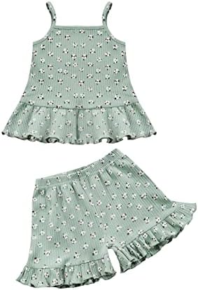 פעוטות פעוטות תינוקות פרחוניות פרחיות תלבושות סט רצועות יבול יבול+ מכנסיים קצרים מכנסיים סט בגדי קיץ