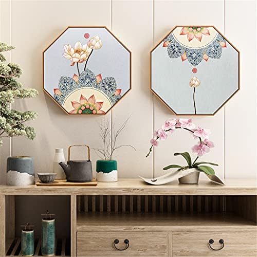 Chysp סגנון מינימליסטי מודרני סלון סיני שני גדלים קישוט ציור פרח מתומן וציפור ציפור צביעת מרפסת לוטוס
