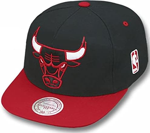 עידן חדש אותנטי בלעדי שיקגו בולס מיטשל ונס סנאפבק כובע 2 טון שחור ואדום עם לוגו XL: גודל אחד מתאים ביותר