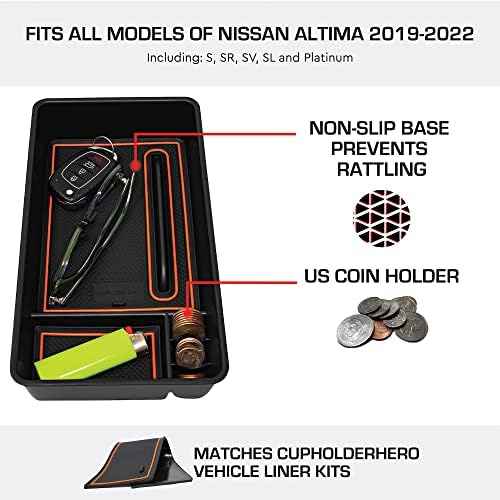 Cupholderhero מתאים לאביזרי Nissan Altima 2019-2022 Premium Permium Intior Intior Anti Const Console
