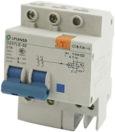 X-DREE AC 230V 16A 6000A 2POLE מפסק הגנה על דליפה חשמלית (Interttore di Protezione da DeSsione elettrica A 2 Poli