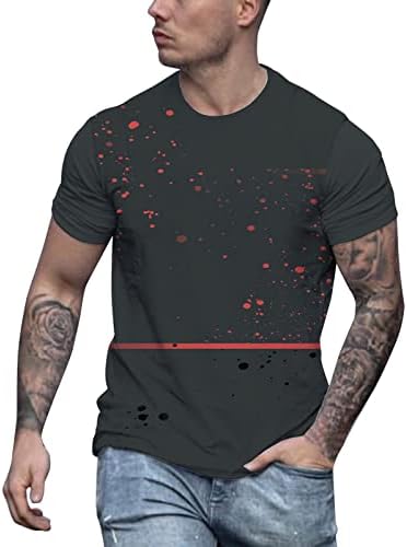 חולצות טריקו בקיץ של Beuu לגברים, אופנת רחוב מגניבה פס הדפס גרפי טופ חולית חייל אתלט חולצת שרוול קצר