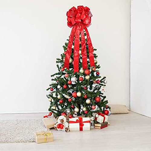 DEKIKA מתנות דקורטיביות מעודנות לחג המולד, קשת טופר עץ חג המולד, 34x13 סמ טופרים גדולים קשת עם