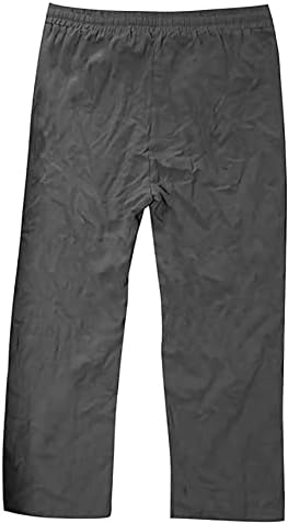 מכנסי פשתן כותנה של Miaikvs מכנסיים מזדמנים עם רצועת מותניים אלסטית - מכנסי יוגו נושמים ומתאימים רופפים