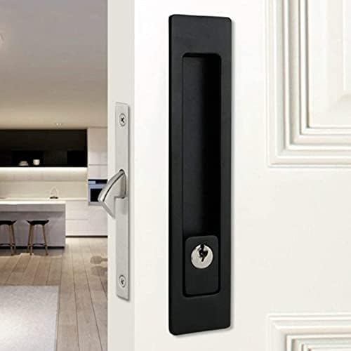 GIFSIN הזזה דלתות דלתות מנעול תפס מנעולי דלת בלתי נראים ידית עם מפתחות להחלקה של אסם עץ ריהוט דלת חומרה 7.1