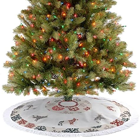 חצאית עץ חג המולד עם ציצית, צללית כלב חג המולד מחצלת קישוטים לחג המולד, חצאית עץ שלג בגודל 30 אינץ