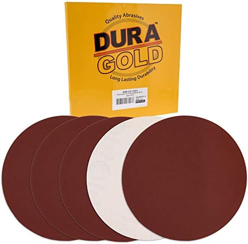 Dura -Gold Premium 12 דיסקי מלטש - 60 חצץ - דיסקי נייר זכוכית עם דבק דבק עצמי של PSA, שוחק תחמוצת אלומיניום