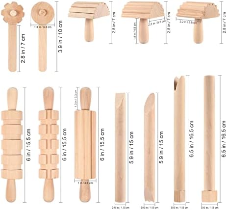 12 יחידות עץ חימר ובצק כלים חימר דפוס מערוך סט בצק דפוס עיצוב כלי עץ חרס כלים לילדים פעוטות עשה זאת בעצמך