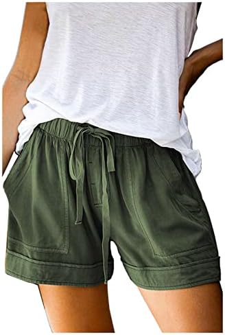 מכנסיים קצרים עם מותניים גבוהים של זלובה לנשים, קיץ קל משקל דפוס בוהמי מכנסיים קצרים מזדמנים מותניים אלסטיים