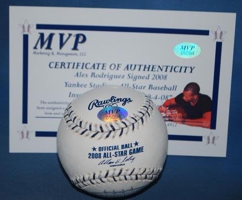 אלכס רודריגז איחולים הכי טוב חתום בייסבול חתימה MVP/COA 2008 אול סטאר - כדורי חתימה