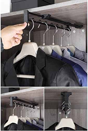Lojoo Heavy Duty הניתן להרחבה מוט ארון, מוט ארון הזזה מוט ארון ארון, מחזיק מארגן בגדים מתכוונן.