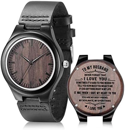 אומיפימט חקוק עץ שעונים לגברים-מותאם אישית עץ יד שעונים עבור הבעל החבר אבא בן