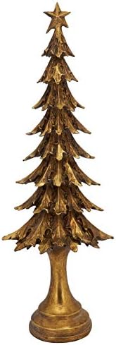 פנקו סטיילס שרף זהב וינטג 'פסלון עץ חג המולד עם כוכב טופר 20 H - שולחן שולחן עץ קטן לחג המולד,