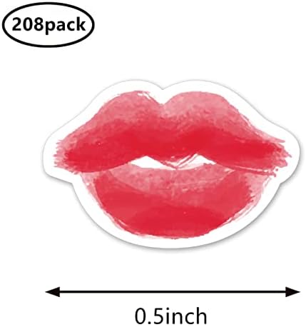 מדבקות מתכנן שפתיים אדומות, 0.5 אינץ 'מדבקות נשיקה ליצירה של לוח השנה לריכוז 208-חבילה