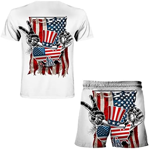 BMISEGM חליפות זיעה של גברים קיץ 2 מערכים יום הדפסות סטאמיות עצמאית אמריקאית חליפת גברים תלת