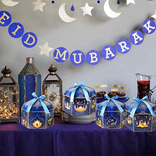 Howaf 12 pcs Eid Mubarak Freat Box, קופסאות מתנה של רמדאן מובארק לקישוט מפלגת עיד, קופסאות ממתקים