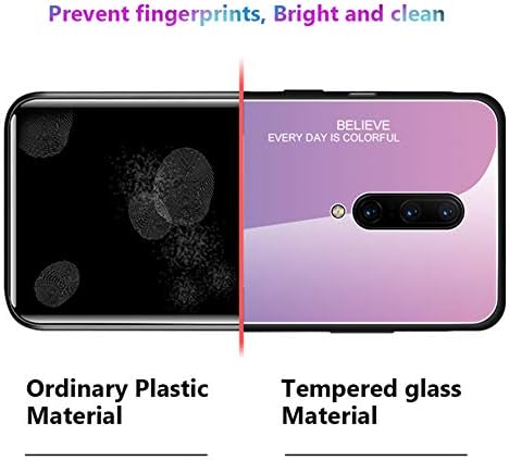 TQHH ONEPLUS 7 Pro CASE, מארז טלפון זכוכית מחוסמת שיפוע, צבע שיפוע זכוכית מחוסמת מעטפת אחורית רכה