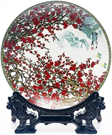 צלחת תלייה קרמיקה גלטן צלחת פרחים לוחית קישוט סינית צלחת חרסינה פלטת חרסינה קיר